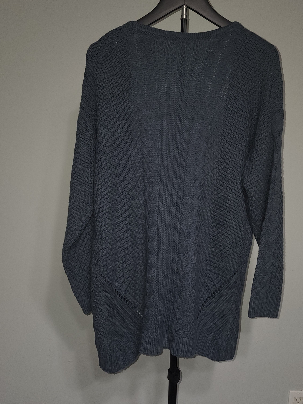 debut Open-Front Cable Knit Cardigan - Slate Blue - Picture 2 of 9